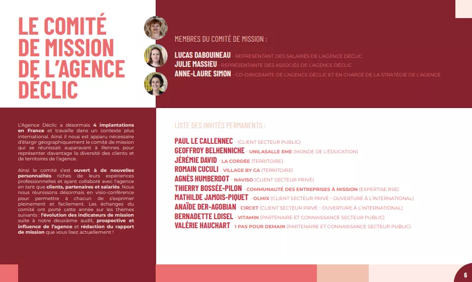 Le comité de mission de l'Agence déclic