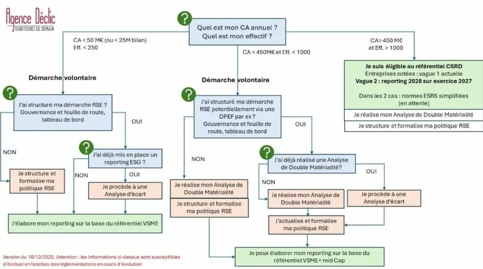 Shéma CSRD ou VSME selon CA et effectif